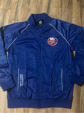 NHL New York Islanders Jacket Mens XL Blue Full Zip Pockets Sports Track Coat
